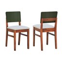 Ver imagem 1 de Kit 2 Cadeiras Linhas Estrutura Madeira Maciça Assento Estofado Encosto Mdf Laqueado - Amêndoa/verde