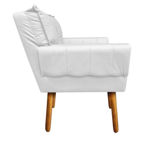 Kit 1 Namoradeira e 2 Poltronas Anitta Corino Pés Palito Castanho D'Rossi - Branco - 6