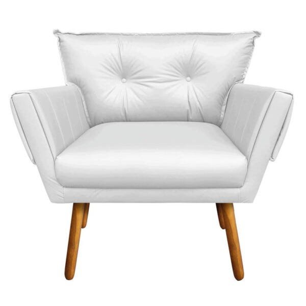Kit 1 Namoradeira e 2 Poltronas Anitta Corino Pés Palito Castanho D'Rossi - Branco - 3