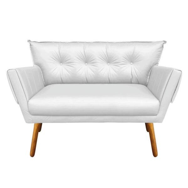 Kit 1 Namoradeira e 2 Poltronas Anitta Corino Pés Palito Castanho D'Rossi - Branco - 2
