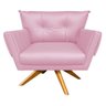 Kit 01 Namoradeira e 01 Poltrona Giratória Anitta Corino Base Madeira D'Rossi - Rosa Bebê - 3