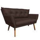 Ver imagem 4 de Kit 01 Namoradeira e 02 Poltronas Giratória Anitta Corino Base Madeira D'rossi - Marrom