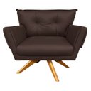 Ver imagem 3 de Kit 01 Namoradeira e 02 Poltronas Giratória Anitta Corino Base Madeira D'rossi - Marrom
