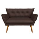 Ver imagem 2 de Kit 01 Namoradeira e 02 Poltronas Giratória Anitta Corino Base Madeira D'rossi - Marrom