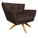 Ver imagem 5 de Kit 01 Namoradeira e 02 Poltronas Giratória Anitta Corino Base Madeira D'rossi - Marrom