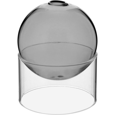 Vaso Decorativo de Vidro Cinza 10x10x10cm Enfeite Sala Mesa Estante Aparador