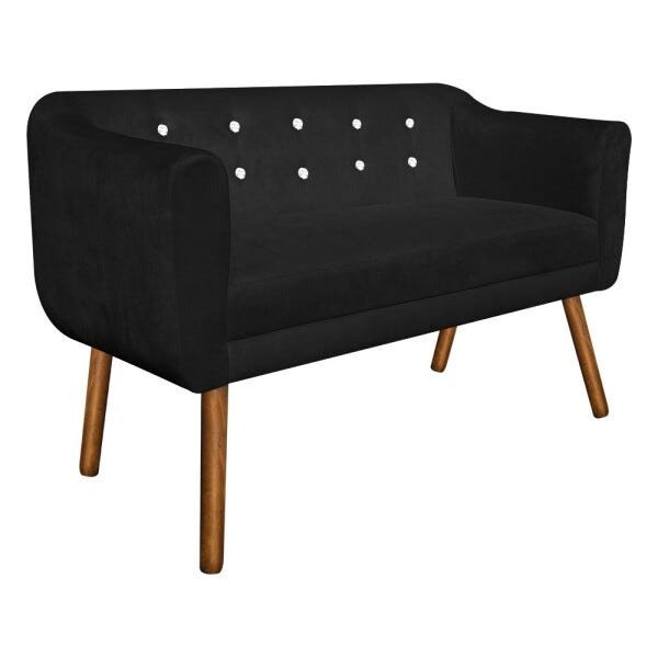Kit Namoradeira 02 Lugares e 02 Poltronas Giratória Julia Suede Preto com Strass D'Rossi - 6