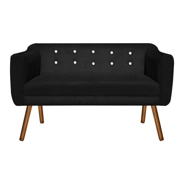 Kit Namoradeira 02 Lugares e 02 Poltronas Giratória Julia Suede Preto com Strass D'Rossi - 5