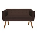 Ver imagem 5 de Kit Namoradeira 2 Lugares e 2 Poltronas Giratória Julia Suede Marrom Base Madeira D'Rossi
