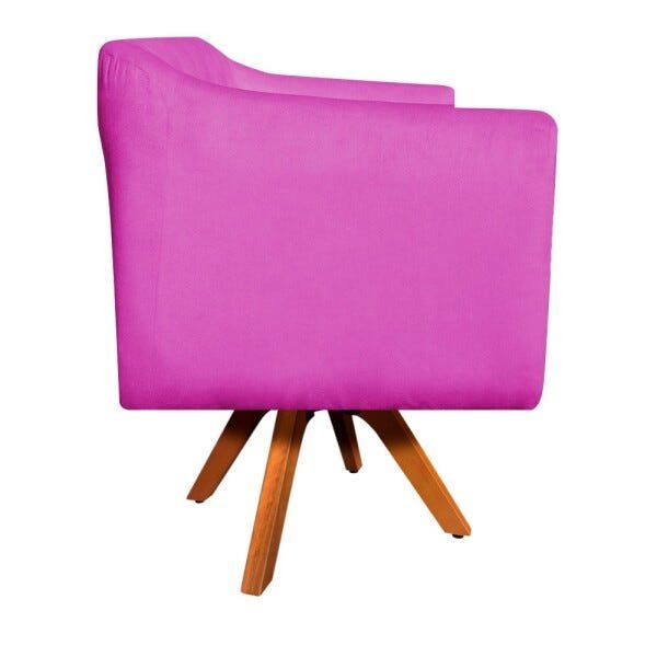 Kit Namoradeira 02 Lugares e 02 Poltronas Giratória Julia Suede Pink Base Madeira D'Rossi - 4