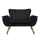 Ver imagem 3 de Kit 01 Namoradeira 02 Poltronas Opala Suede Preto Pés Palito Castanho D’Rossi