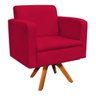 Kit 01 Namoradeira e 02 Poltronas Giratória Emília Suede Base Madeira D'Rossi - Vermelho - 2