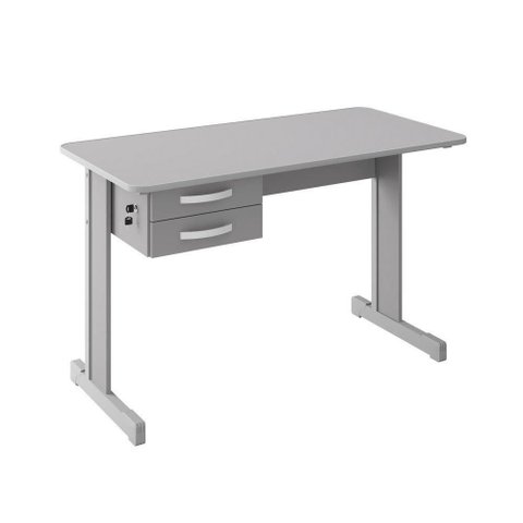 Escrivaninha Lago Serena Mesa Escritório 2 Gavetas 120cm Cinza Casah