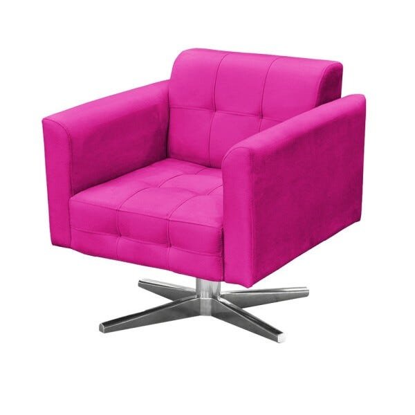 Kit 2 Poltronas Giratória Elisa Suede Pink Base Estrela Cromado D'Rossi - 3