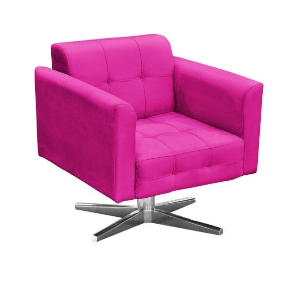 Kit 2 Poltronas Giratória Elisa Suede Pink Base Estrela Cromado D'Rossi - 2