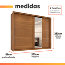 Ver imagem 4 de Guarda Roupas Casal com Espelho 2 Portas de Correr 6 Gavetas Imperador Madeirado Zanzini