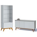Ver imagem 1 de Aparador para Sala Buffet 1.6 e Cristaleira Classic Branco Acetinado - Imcal