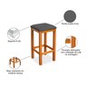 Kit 2 Banquetas Alta Decorativa Lívia para Balcão Cozinha Base em Madeira Suede Cinza - 3