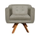 Ver imagem 4 de Kit 2 Poltronas Giratória Julia Suede Marrom Rato Base Madeira D'Rossi