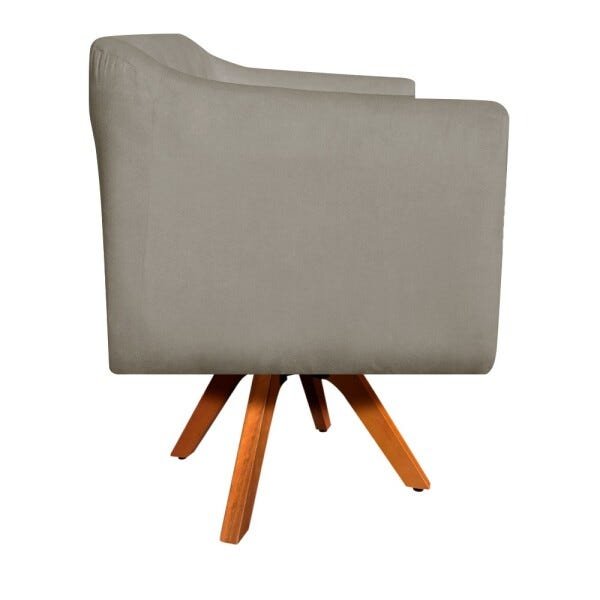 Kit 2 Poltronas Giratória Julia Suede Marrom Rato Base Madeira D'Rossi - 3