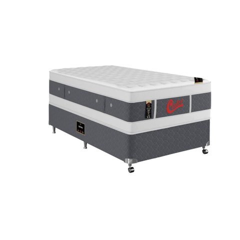 Cama Box + Colchão Castor Solteiro Plush Light Stress Double Face Pocket 96x203x63cm