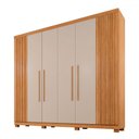 Ver imagem 2 de Guarda-roupa Casal Turim 6 Portas 3 Gavetas Ripado Cinamomo/off White - Pnr Móveis