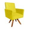 Kit 2 Poltronas Giratória Nina Suede Amarelo Base Madeira D'Rossi - 4
