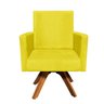 Kit 2 Poltronas Giratória Nina Suede Amarelo Base Madeira D'Rossi - 2