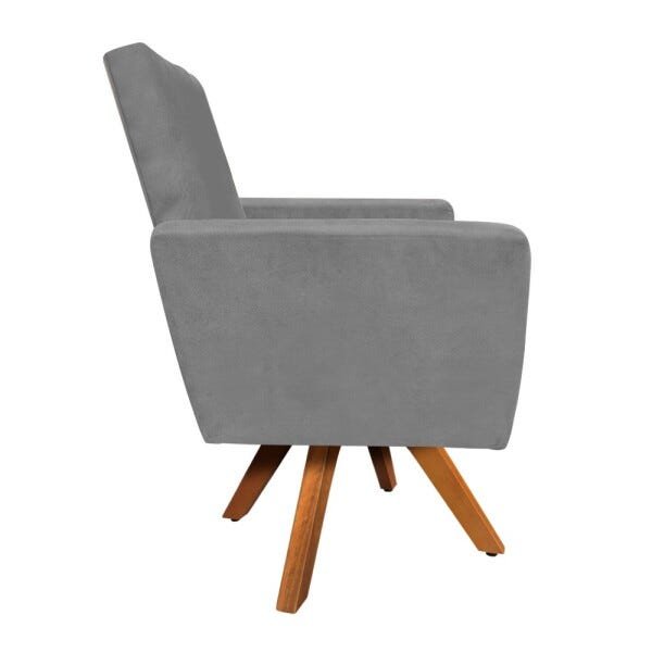 Kit 2 Poltronas Giratória Nina Suede Grafite Base Madeira D'Rossi - 2