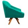 Kit 2 Poltronas Giratória Giovana Suede Verde Turquesa Base Madeira D'Rossi - 4