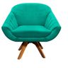 Kit 2 Poltronas Giratória Giovana Suede Verde Turquesa Base Madeira D'Rossi - 2