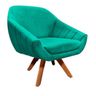 Kit 2 Poltronas Giratória Giovana Suede Verde Turquesa Base Madeira D'Rossi - 3