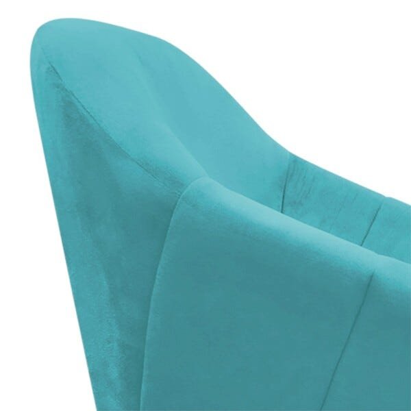 Kit 2 Poltronas Giratória Giovana Suede Azul Turquesa Base Madeira D'Rossi - 6
