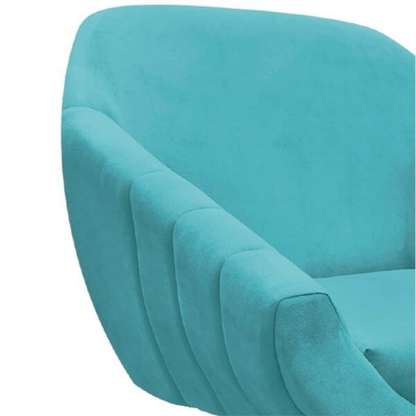 Kit 2 Poltronas Giratória Giovana Suede Azul Turquesa Base Madeira D'Rossi - 5