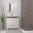 Ver imagem 2 de Conjunto Gabinete de Banheiro Beirute 1 Porta 3 Gavetas MDF - MDP 15mm 80cm Branco com Jequitibá