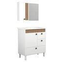 Ver imagem 1 de Conjunto Gabinete de Banheiro Beirute 1 Porta 3 Gavetas MDF - MDP 15mm 80cm Branco com Jequitibá