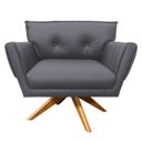 Ver imagem 1 de Poltrona Decorativa Anitta Corino Grafite Base Giratória Madeira - D'rossi