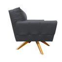 Ver imagem 3 de Poltrona Decorativa Anitta Corino Grafite Base Giratória Madeira - D'rossi