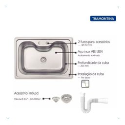 Cuba para Pia de Cozinha Inox Gourmet Tramontina - 2