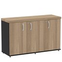 Ver imagem 1 de Armário Baixo Credenza PE40 Pandin 121,50 cm (largura) em MDP Cor Noce Naturalle e Preto Três