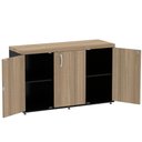 Ver imagem 3 de Armário Baixo Credenza PE40 Pandin 121,50 cm (largura) em MDP Cor Noce Naturalle e Preto Três