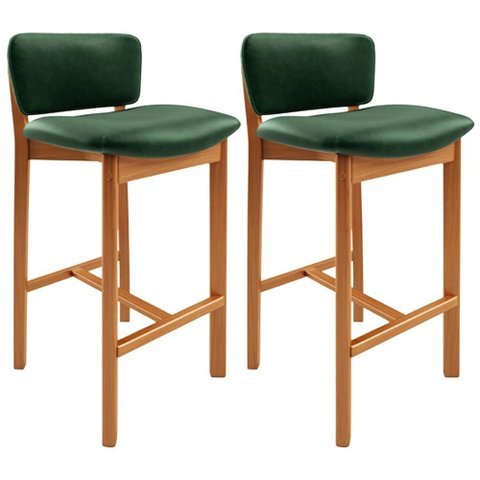 Kit 2 Banqueta Alta para Cozinha Sala de Jantar Bar Dara L02 Couríssimo Verde Musgo - Lyam Decor