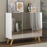 Aparador Buffet 3 Portas com Espelho Retrô Vegas Multimóveis MP1013 Branco/Natural - 2