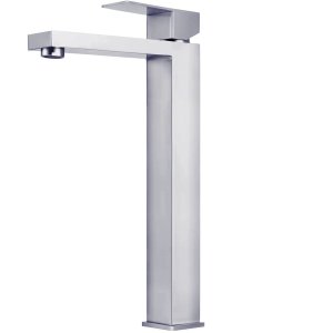 Torneira de Banheiro Lavabo Misturador Monocomando Bica Alta Aço Inox 34 Escovado