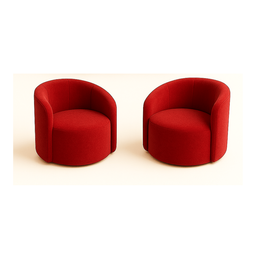 Conjunto Decorativo 02 Poltronas + Sofá Curvo Orgânico Nature Gaia Suede Vermelho - Montanaris Decor - 3