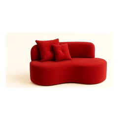Conjunto Decorativo 02 Poltronas + Sofá Curvo Orgânico Nature Gaia Suede Vermelho - Montanaris Decor - 2