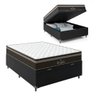 Cama Box Baú Casal + Colchão Paris Molas Ensacadas Pocket - 66x138x188cm - Couro - 1