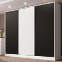 Ver imagem 1 de Guarda-Roupa Casal 100% MDF Madesa Royale 3 Portas de Correr Branco/Preto/Branco Cor:Branco/Preto