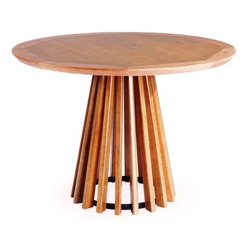 Mesa de Jantar Brisa Tampo Redondo Madeira Verniz Mel 130cm - 60516