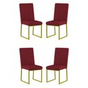Ver imagem 3 de Kit 4 Cadeiras para Mesa de Jantar Base Industrial Dourado Balaqui Cor:marsala